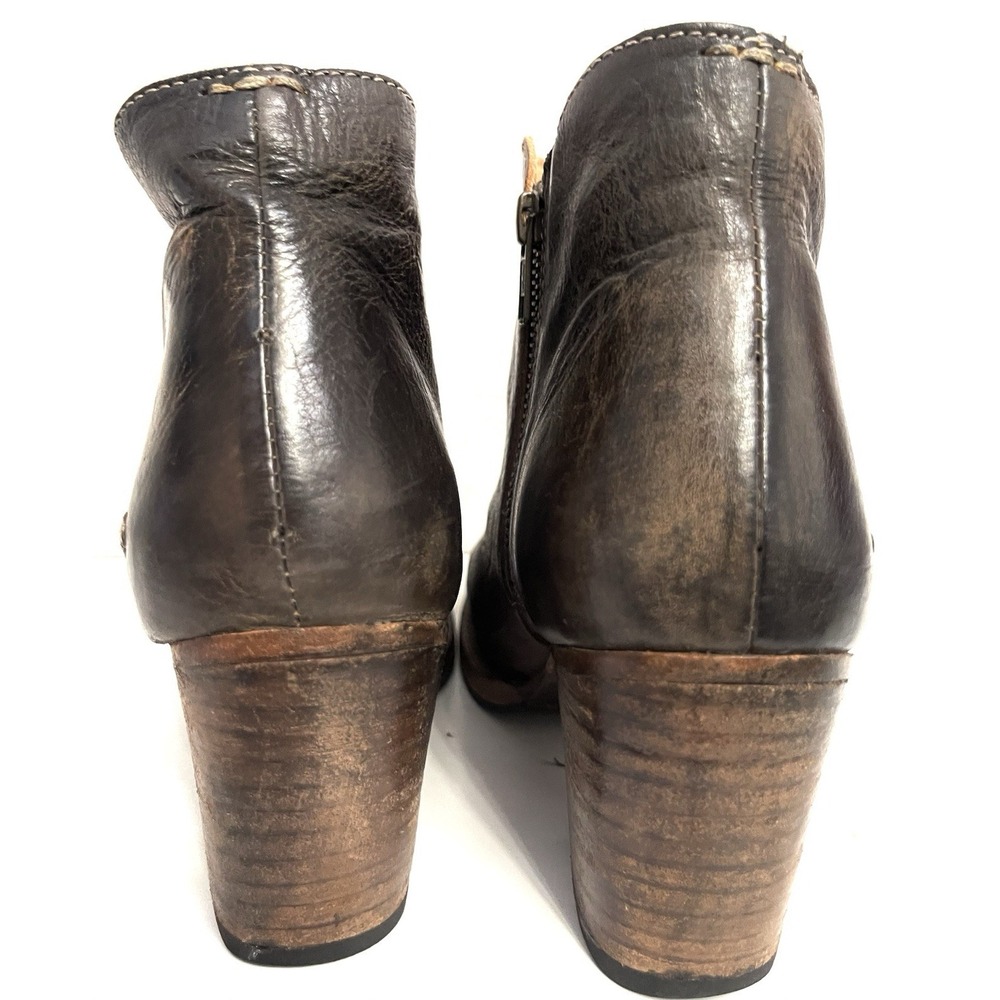 Bed-Stu Cobbler Bench Series Women 7 Brown Leather Wedge Distressed Bootie Boots - Picture 4 of 10